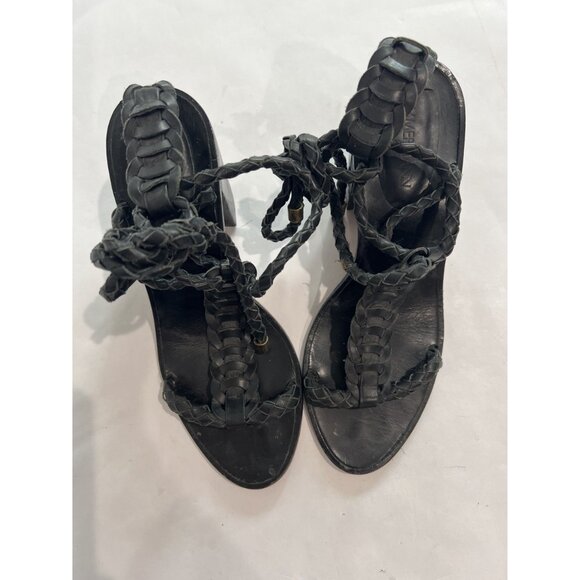 Zimmermann T-Strap Braided Sandals in Black - Picture 2 of 6